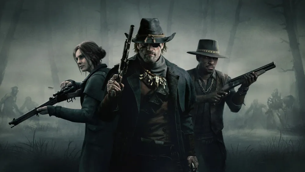 Cover artwork for Hunt: Showdown 1896, set in a dark, war-torn bayou.