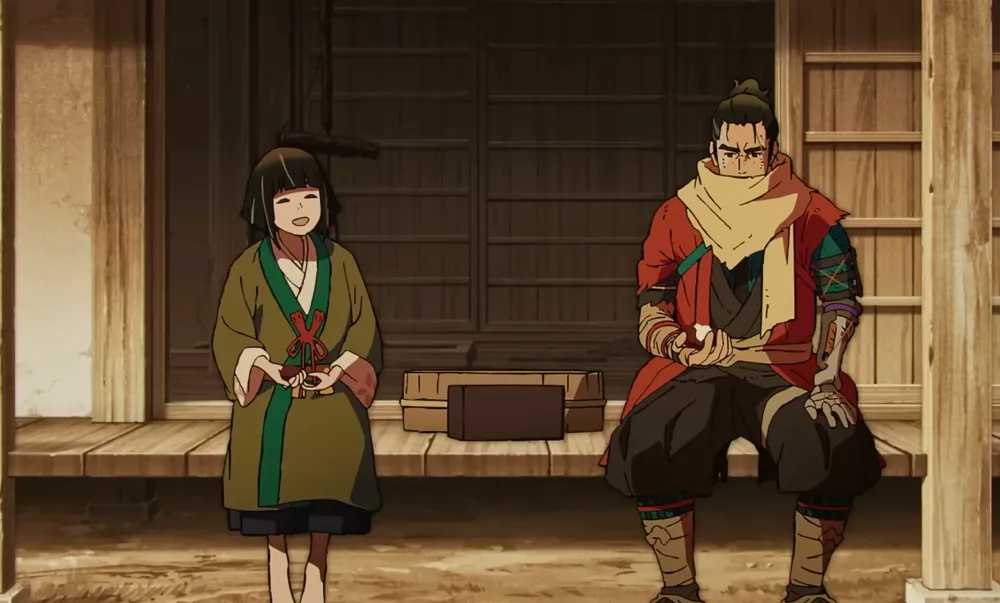 Wolf and the young Divine Heir Kuro share a quiet moment in a still from the Sekiro: No Defeat trailer.