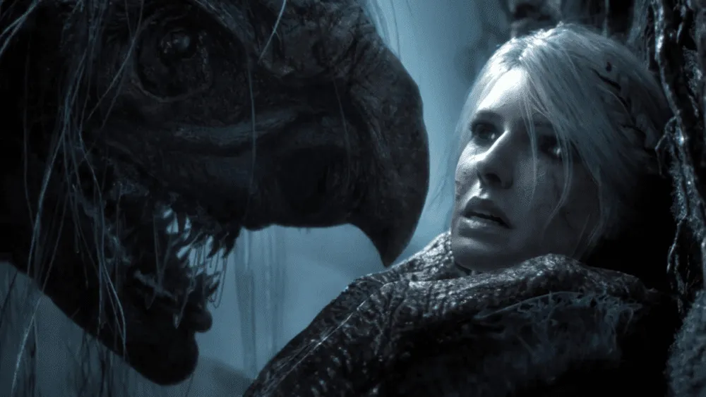 A close-up of Ciri's determined face in The Witcher 4 reveal trailer.